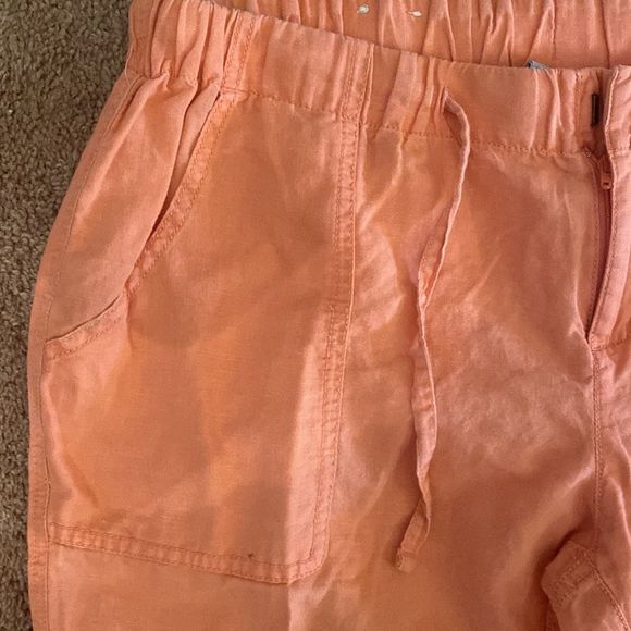 Columbia Orange Linen Cropped Drawstring Pants Size Medium-27 - Picture 4 of 6